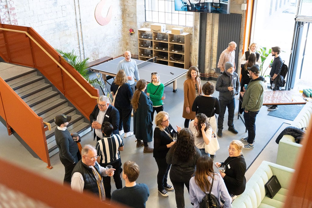 People gathered for Fizz Club at Newark Works Bath