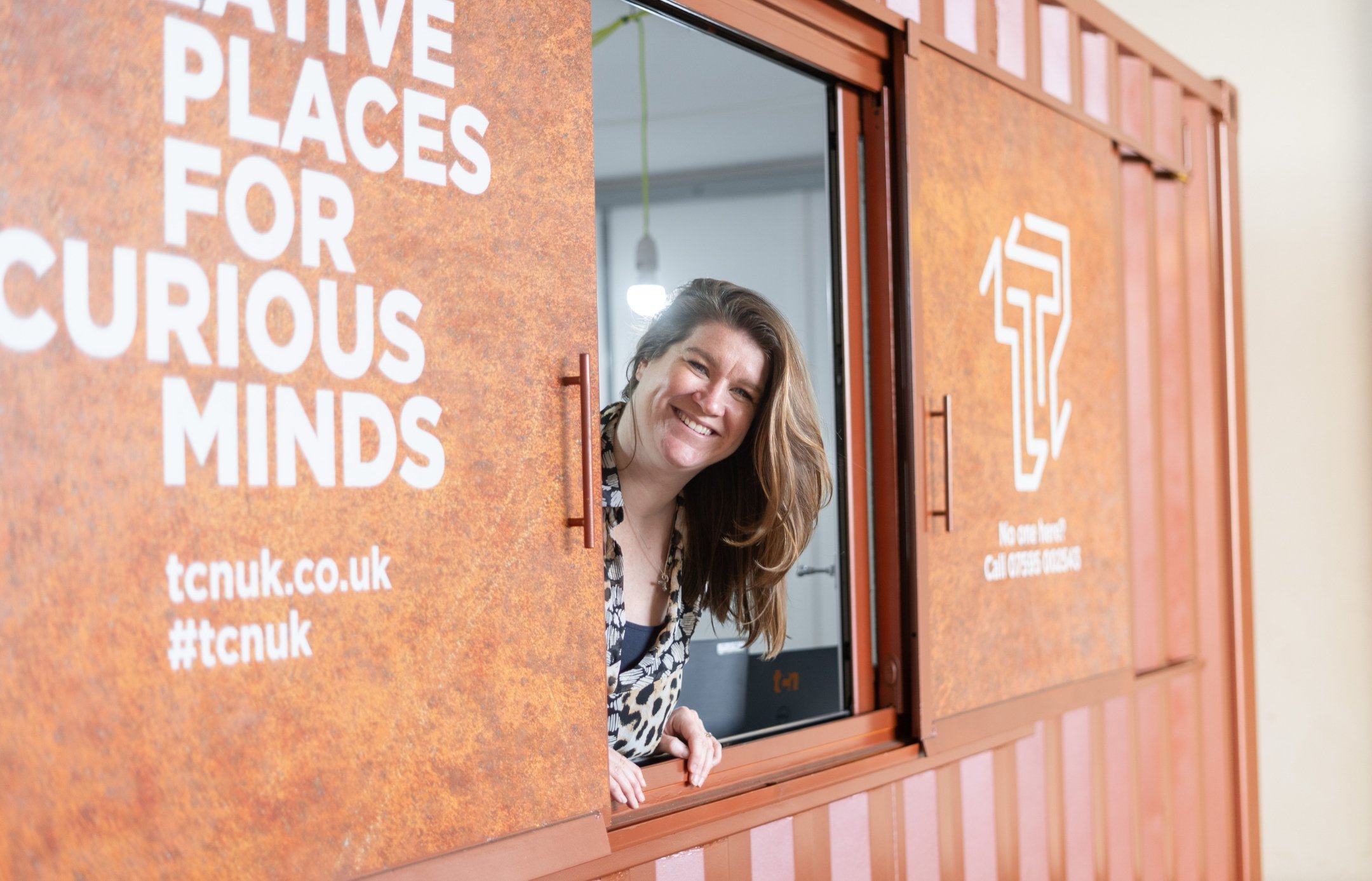 TCN Temple Studios Bristol Campus Manager Claire Robinson Inside Renovated Shipping Container Office